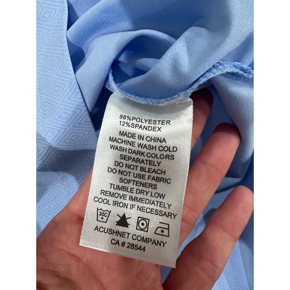 FootJoy FJ Golf Polo Shirt Mens XL Blue Textured Short Sleeve Performance - Picture 6 of 6